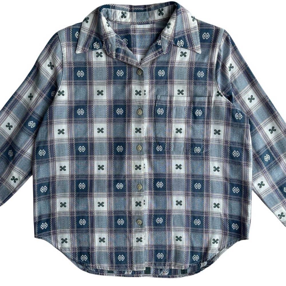 Vintage Cottagecore Farmhouse Feminine Plaid Button Down Collared Shirt Medium